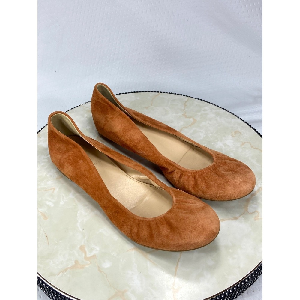 J. Crew Cece Suede Ballet Flats Womens 9 Burnt Orange Minimalist Ballerina Shoe